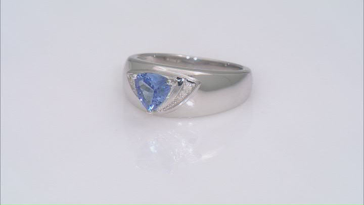 Blue tanzanite rhodium over silver ring .84ctw Video Thumbnail